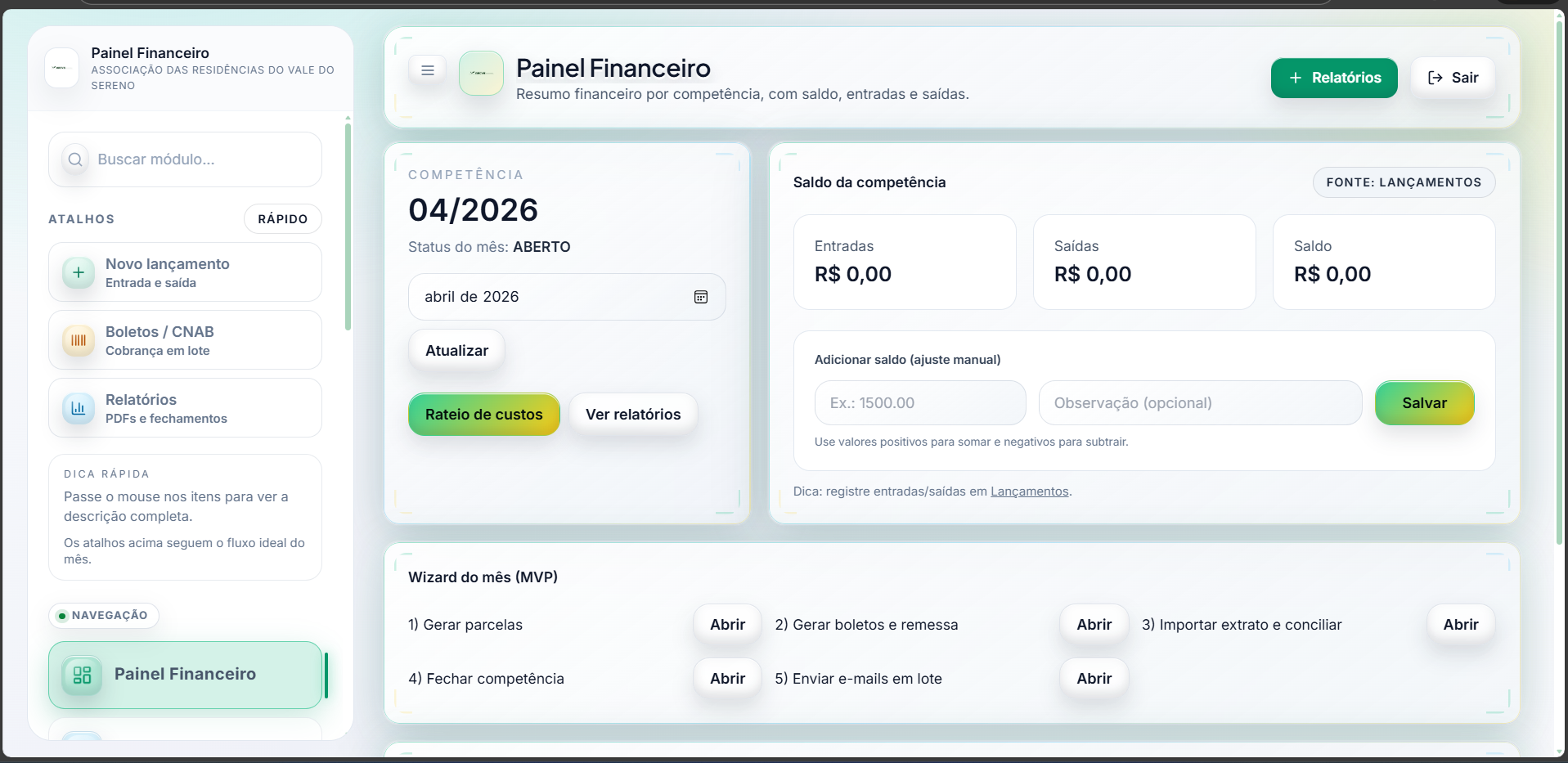 Preview do sistema ERP Finance