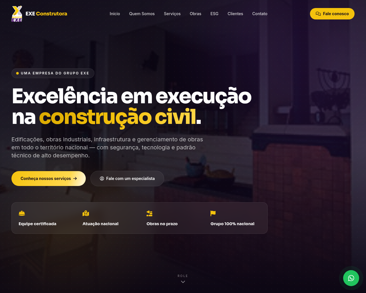 Preview do site EXE Construtora